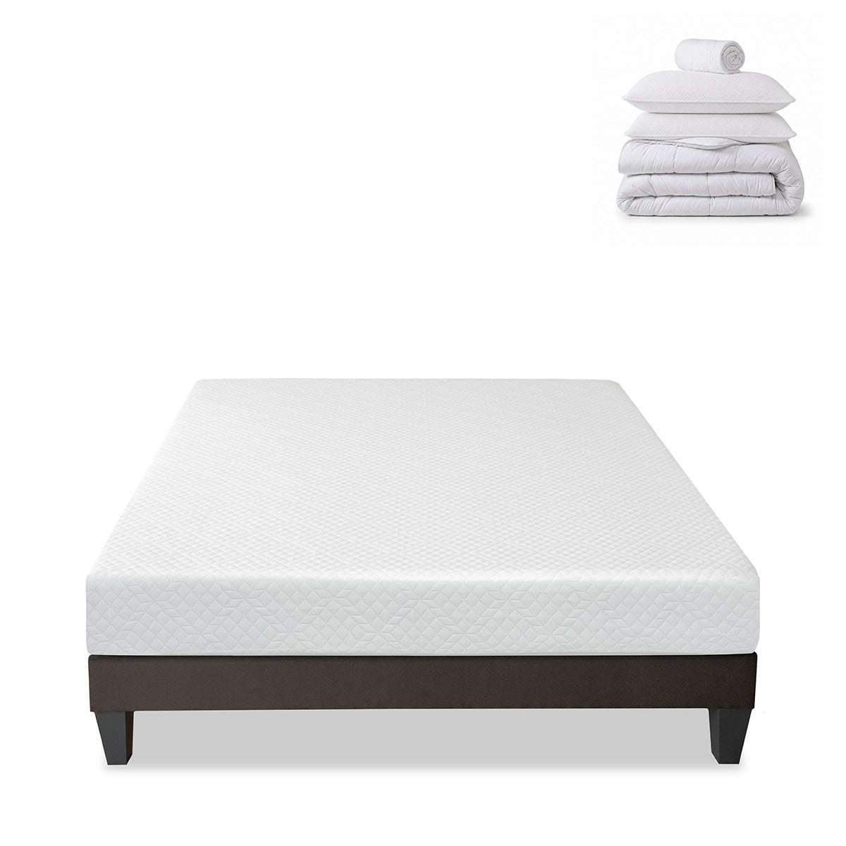 Pack prêt à dormir Absolu - Matelas + Sommier + Couette, oreillers, protège-matelas - 21 cm d'épaisseur