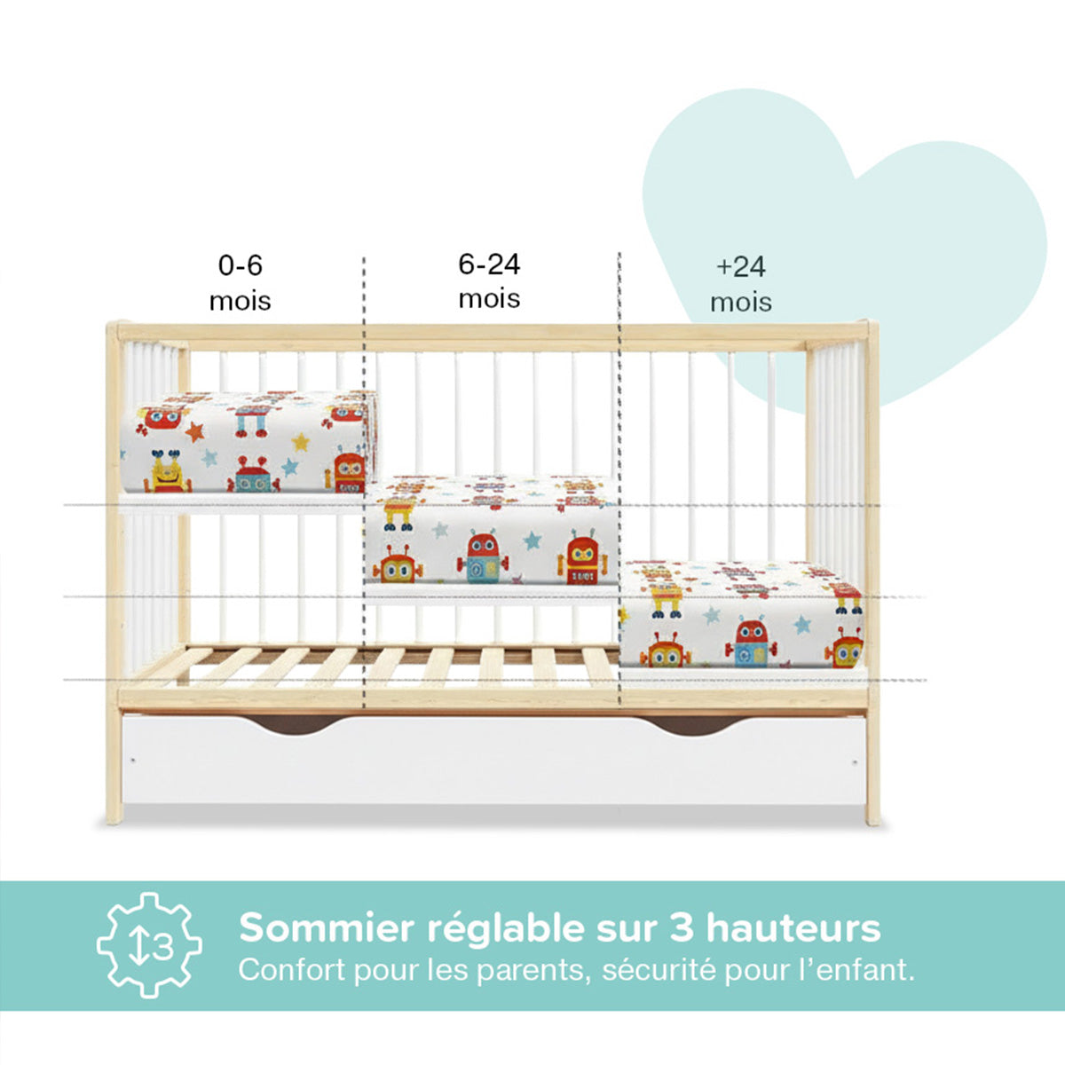 Lit bébé évolutif MATHIS