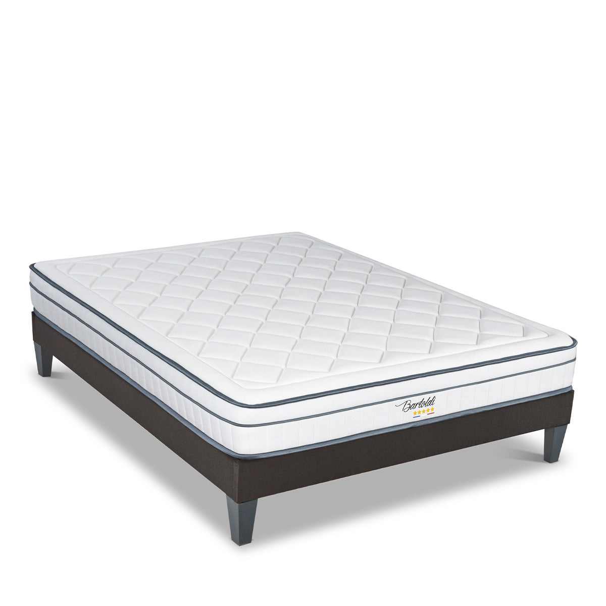 Ensemble Bartoldi - Matelas ressorts ensachés + Sommier bois - 22 cm d'épaisseur - Accueil équilibré, soutien ferme
