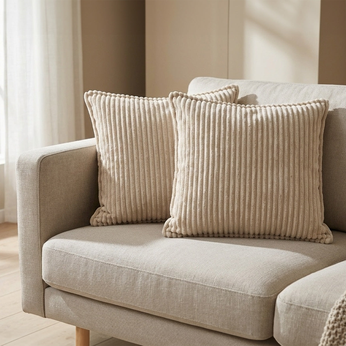 Lot de coussins velours côtelé MALO - Beige