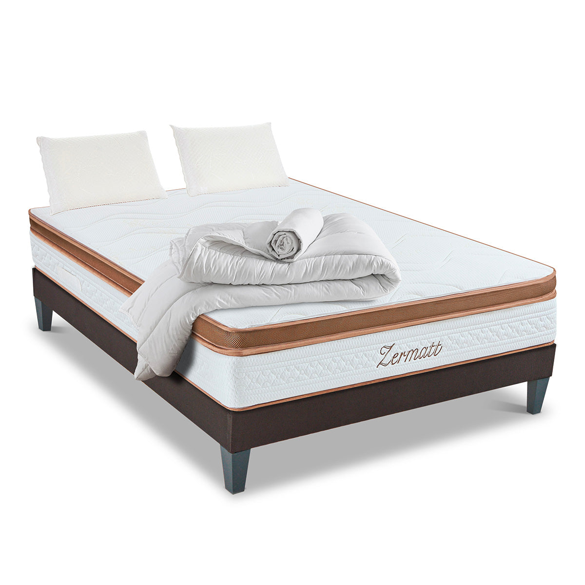 Prêt-à-dormir ZERMATT avec Sommier, Couette, Oreillers et Protège-matelas