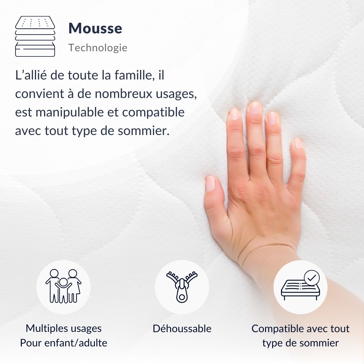 Ensemble Matelas Mousse VOSGES avec sommier