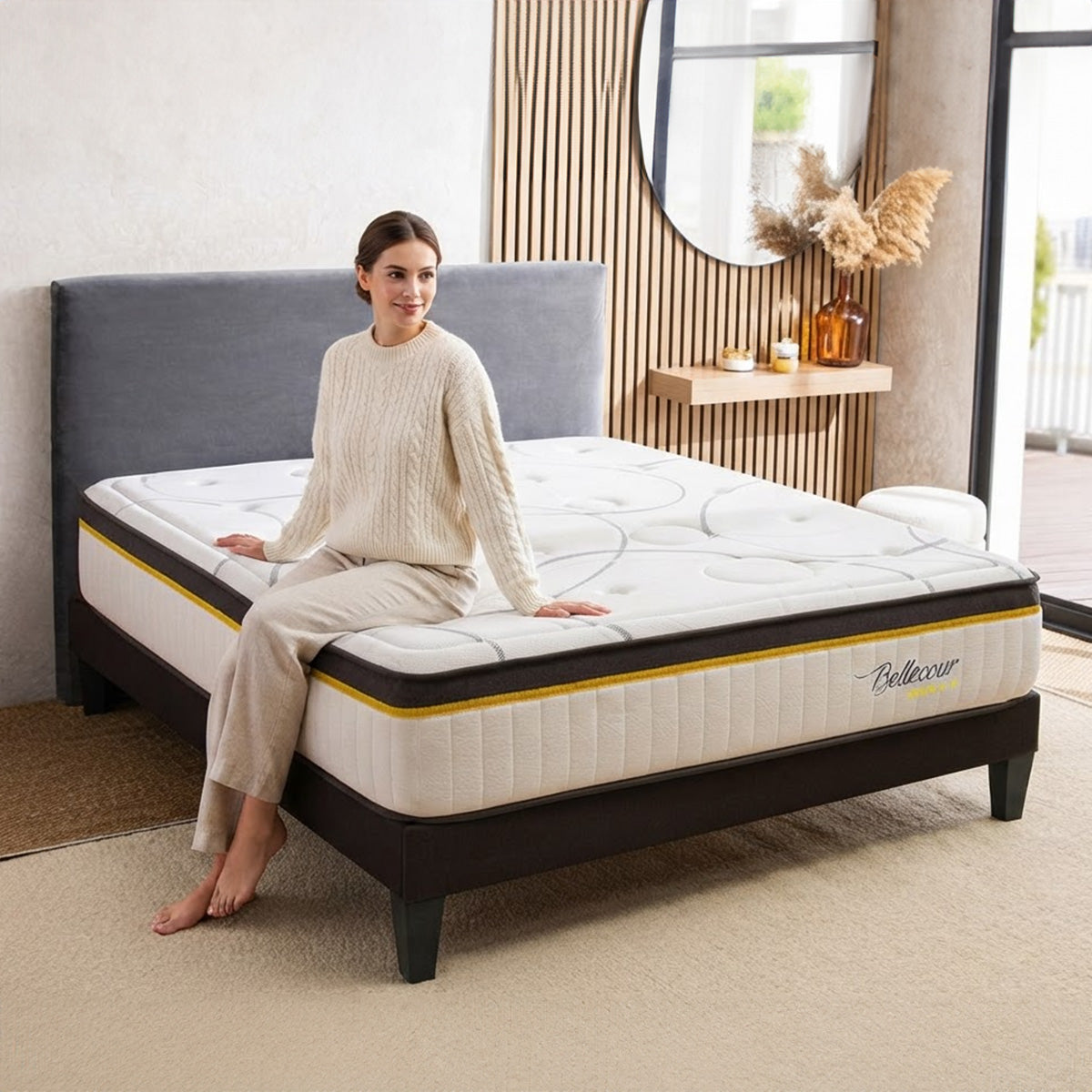 Matelas Bellecour 3.0 - Hybride ressorts ensachés + mémoire de forme - Moelleux - 30 cm d'épaisseur