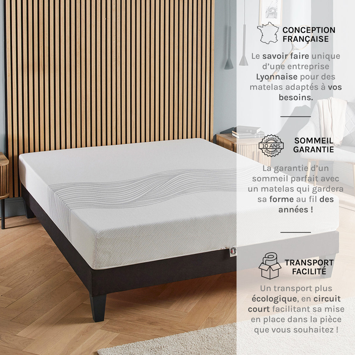 Ensemble Matelas Mémoire de forme SENSITIVE avec sommier