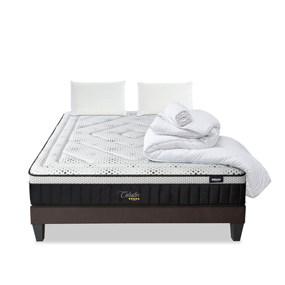 Prêt-à-dormir CÉLESTIN 2.0 avec Sommier, Couette, Oreillers et Protège-matelas