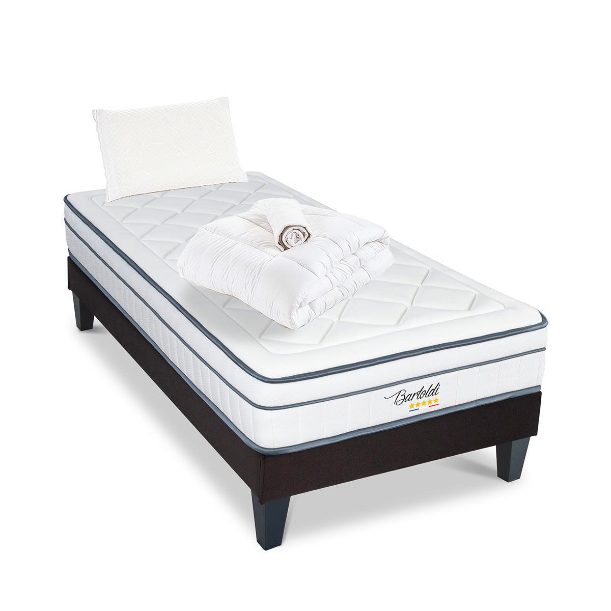 Prêt-à-dormir BARTOLDI avec Sommier, Couette, Oreillers et Protège-matelas