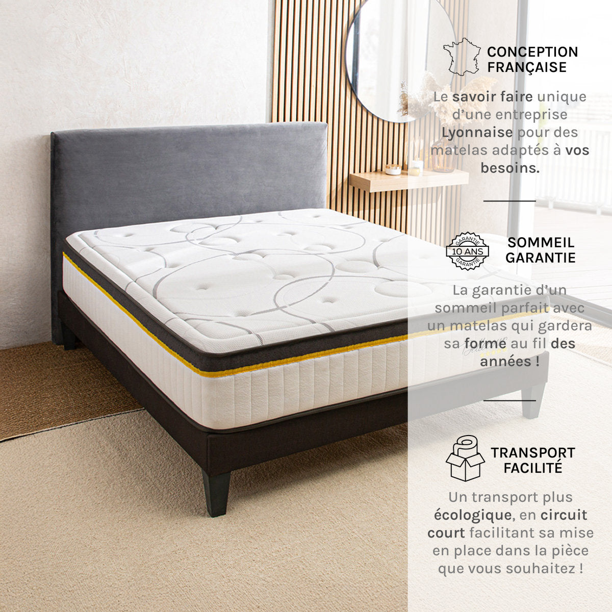 Prêt-à-dormir BELLECOUR 3.0 avec Sommier, Couette, Oreillers et Protège-matelas