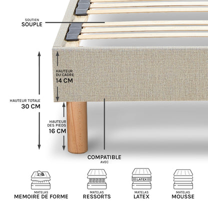 Sommier À Lattes Tissu LINO