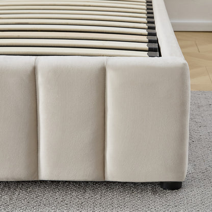 Lit Coffre Velours Beige TROCADÉRO