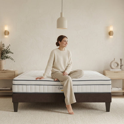 Ensemble Bartoldi - Matelas ressorts ensachés + Sommier bois - 22 cm d'épaisseur - Accueil équilibré, soutien ferme