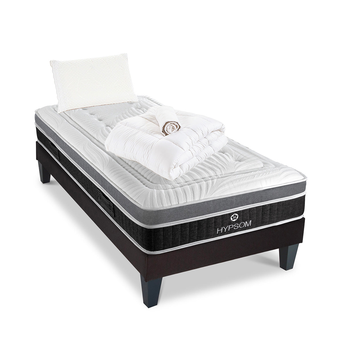 Pack Prêt à dormir ELEGANCE Matelas Mémoire de forme + Sommier + Accessoires