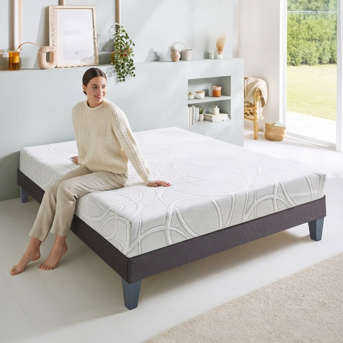 Matelas Eupraxie - Mémoire de forme + gel - 7 zones de confort - Fabriqué en France - 21 cm d'épaisseur