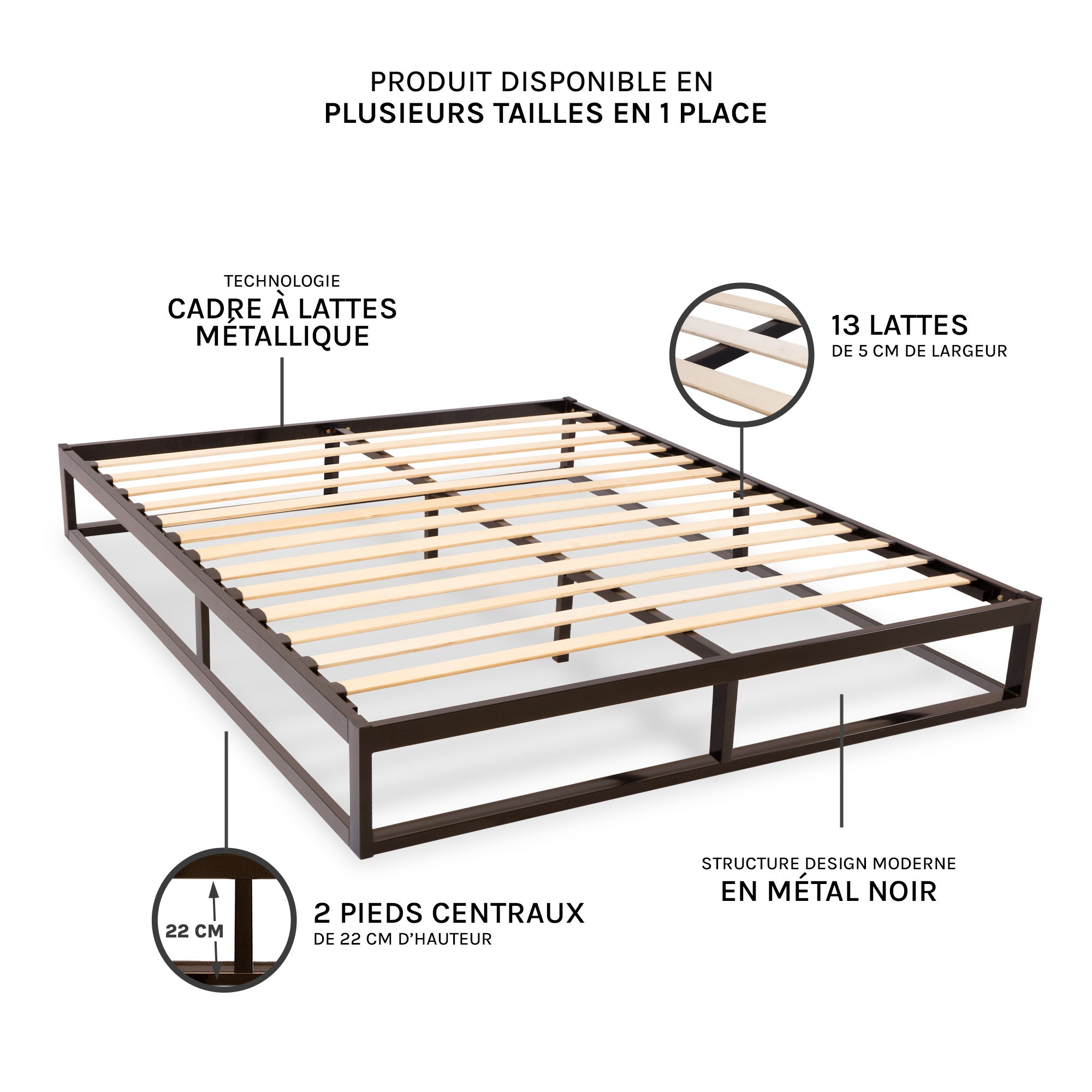 Sommier Cadre à Lattes LÉONIDAS