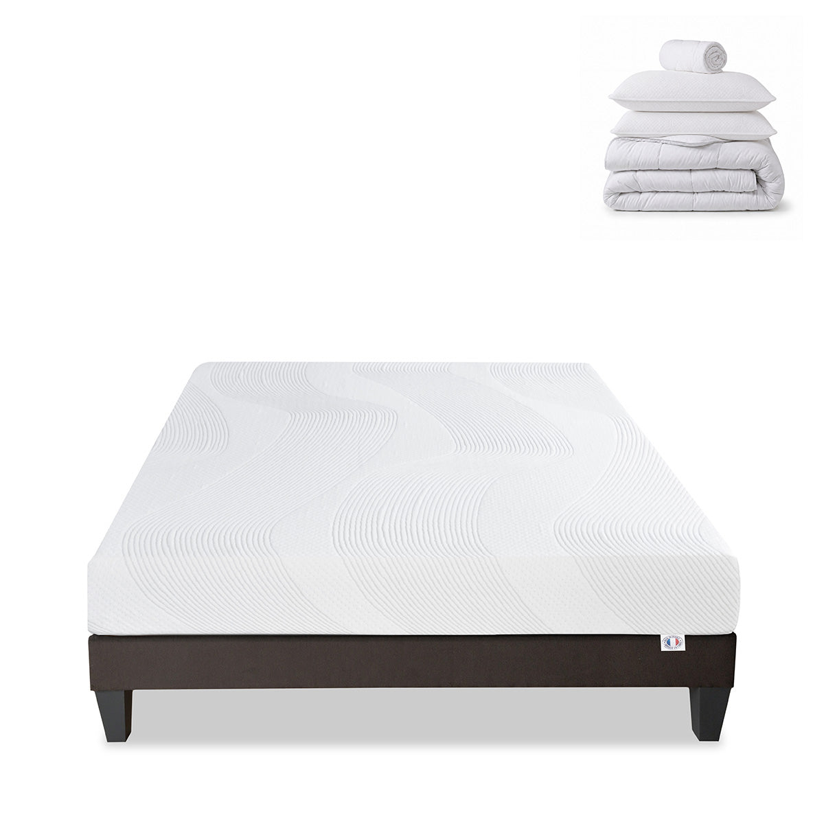 Pack Paris - Matelas + Sommier + Accessoires - La chambre équipée en une fois - 24 cm d'épaisseur
