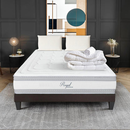 Pack Prêt à dormir ROYAL 5*Matelas Mémoire de forme + Sommier + Accessoires