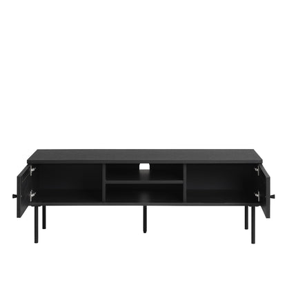 meuble-tv-120-cm-2-portes-bois-et-cannage-noirs-manarola