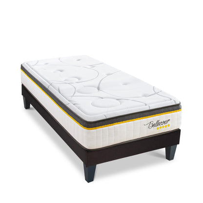 Ensemble Bellecour 3.0 - Matelas hybride ressorts ensachés + Sommier - 30 cm d'épaisseur