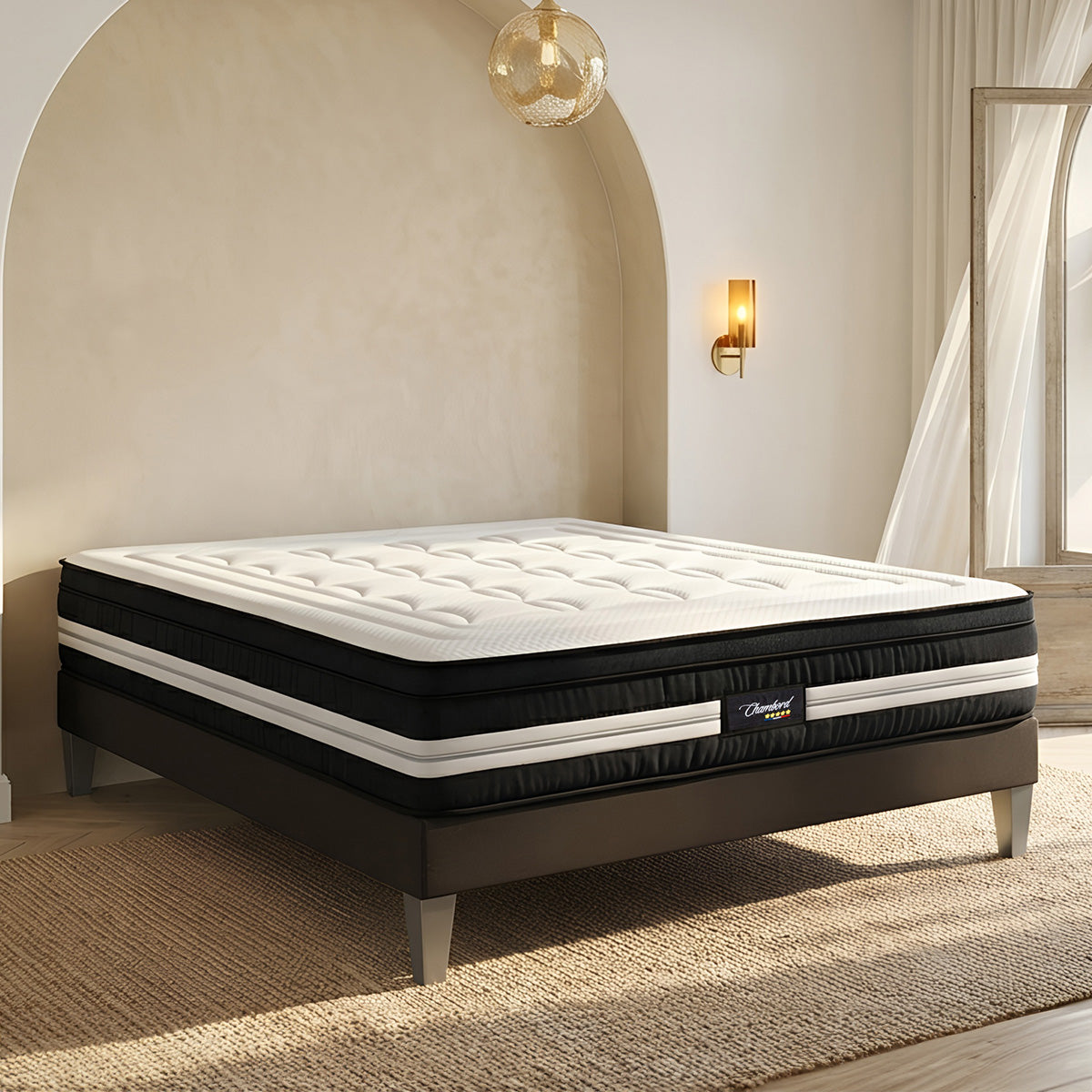 Ensemble Chambord - Matelas micro-ressorts moelleux + Sommier - 32 cm d'épaisseur
