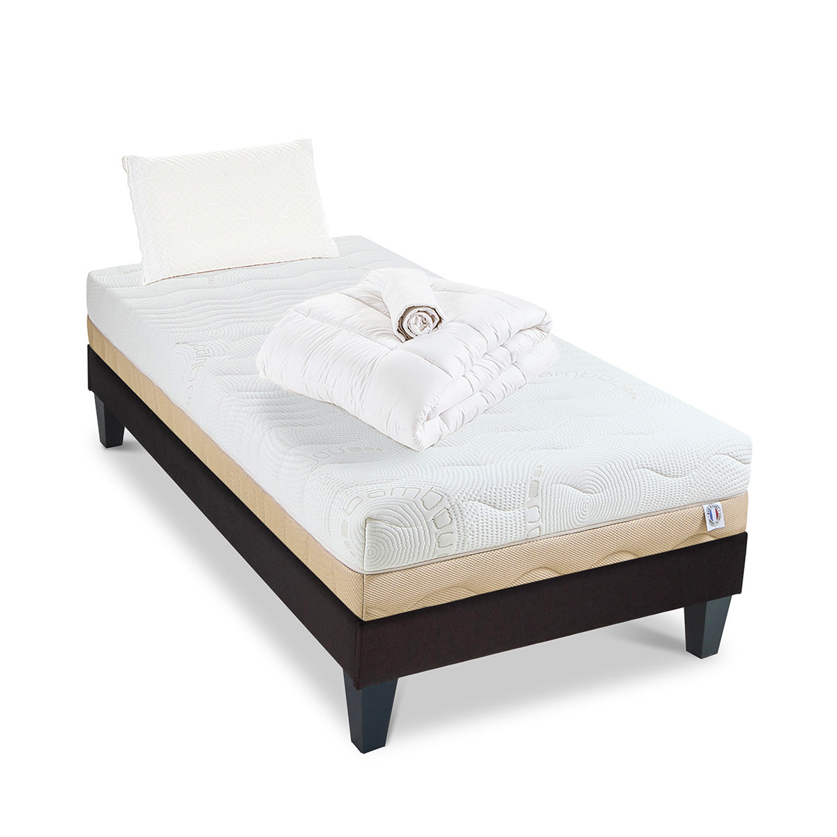 Prêt-à-dormir LÉMAN avec Sommier, Couette, Oreillers et Protège-matelas