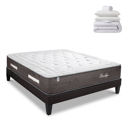Pack prêt à dormir Privilège - Matelas + Sommier + Couette, oreillers, protège-matelas - 30 cm d'épaisseur