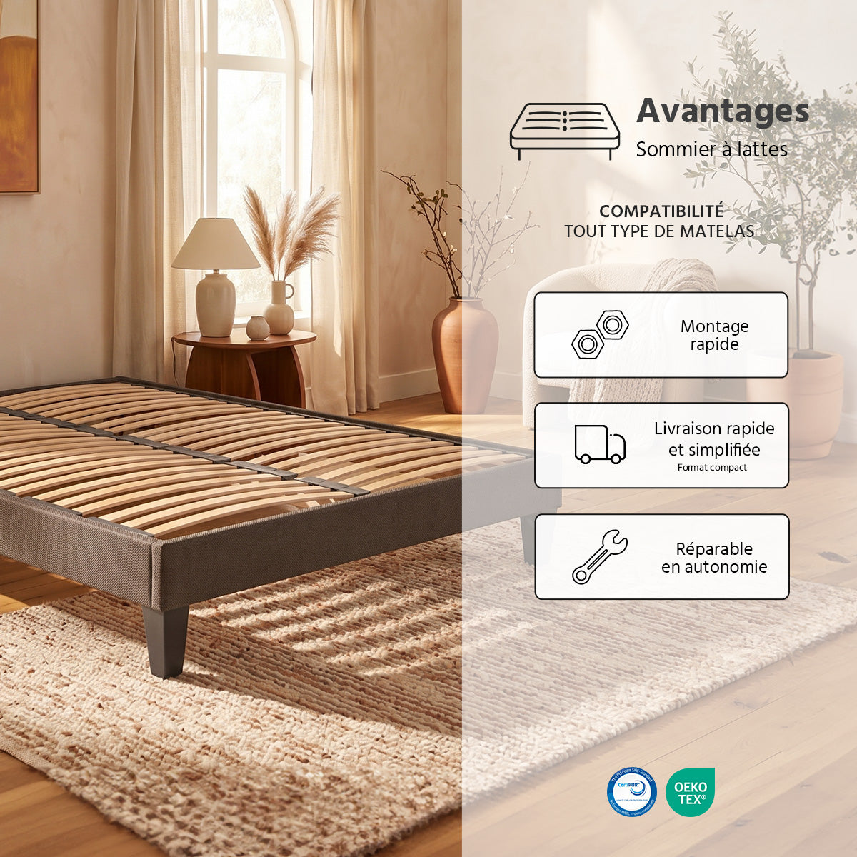 Ensemble Matelas Mémoire de forme COPENHAGUE avec sommier