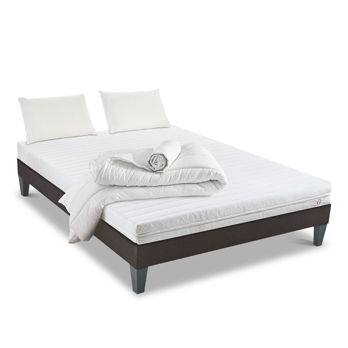 Prêt-à-dormir KLO avec Sommier, Couette, Oreillers et Protège-matelas