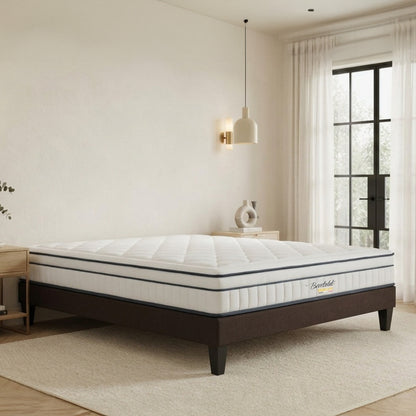 Ensemble Bartoldi - Matelas ressorts ensachés + Sommier bois - 22 cm d'épaisseur - Accueil équilibré, soutien ferme