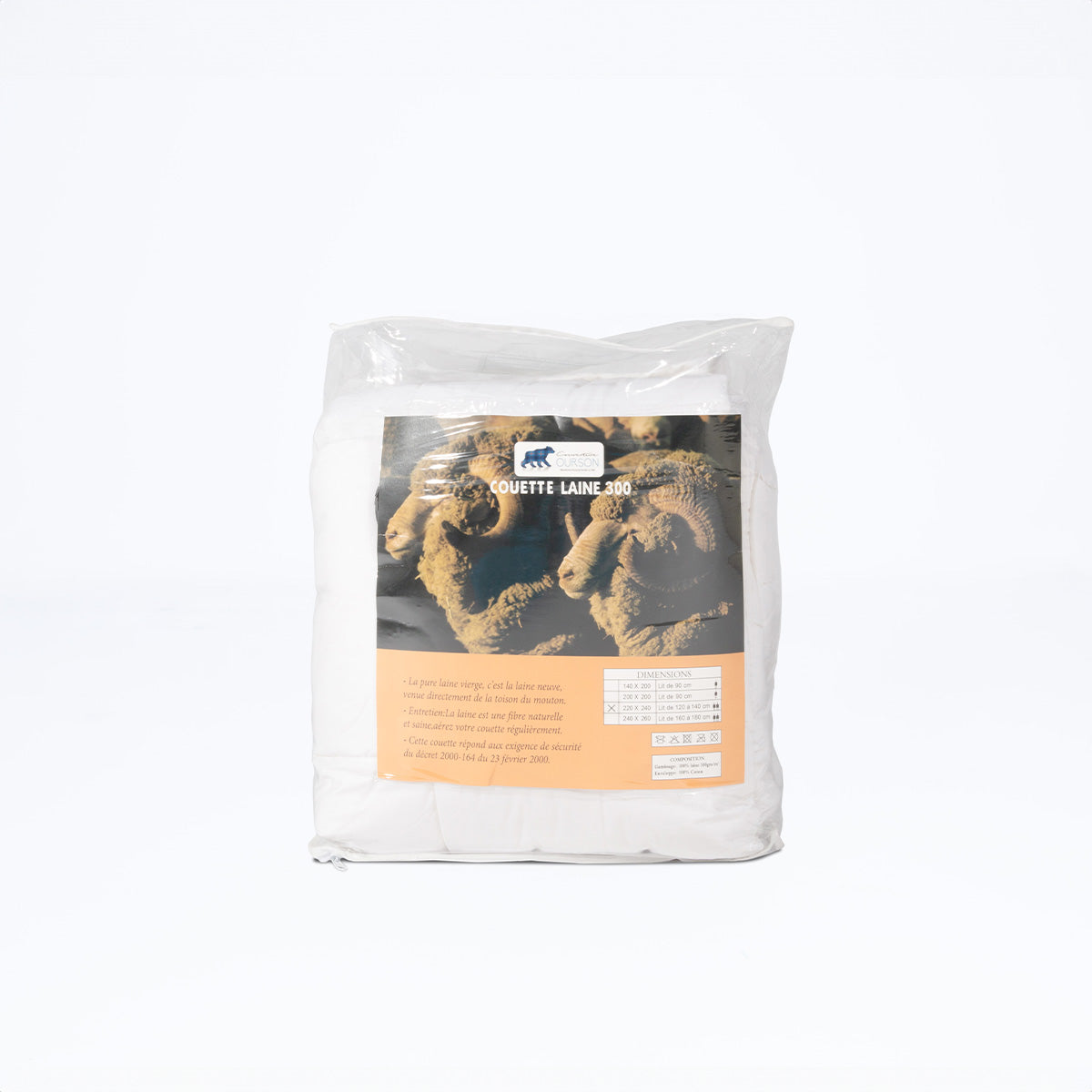 Couette Sweetness - Laine naturelle 300 g/m² - Chaude et respirante - 4 cm d'épaisseur