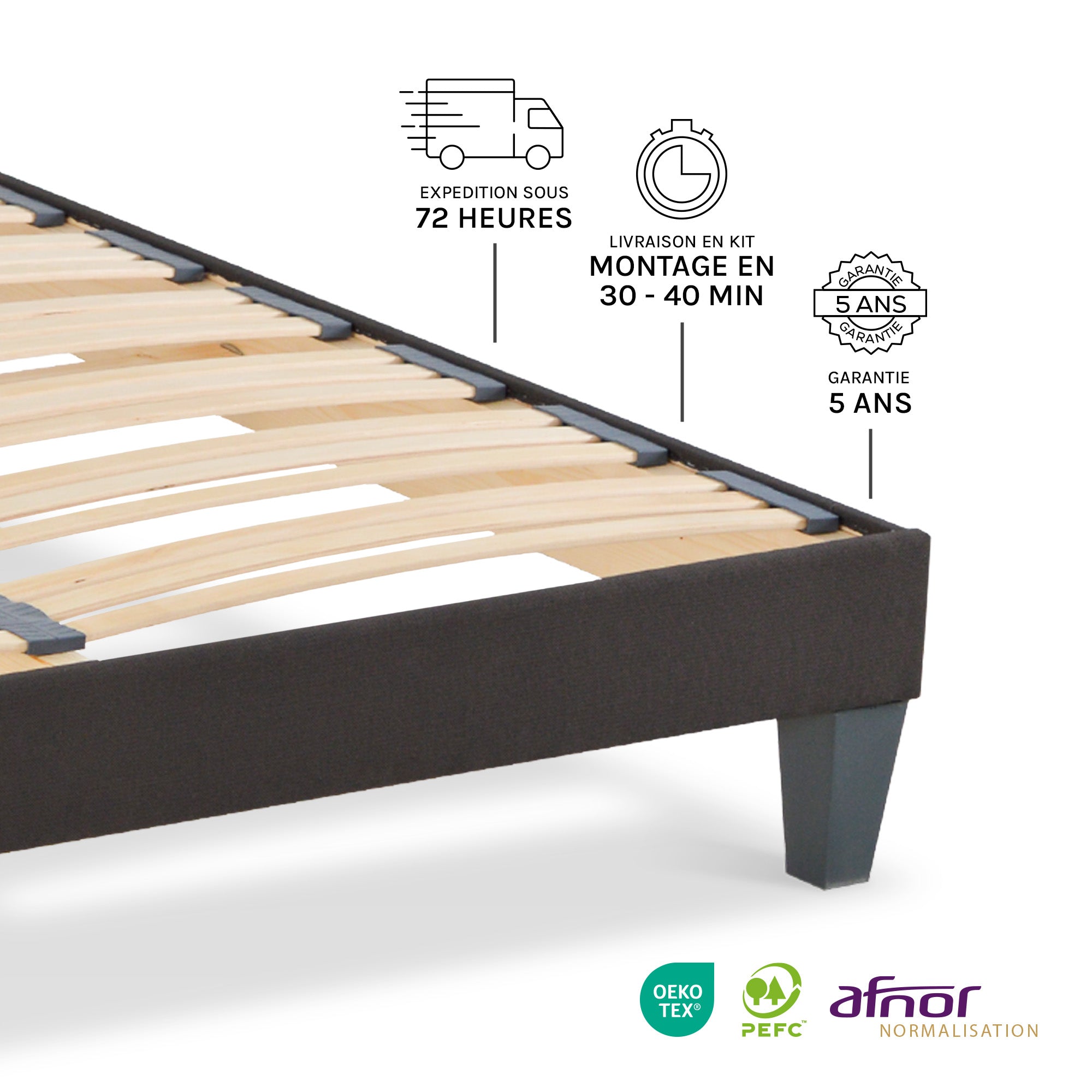 Sommier À Lattes Tissu VICTOIRE