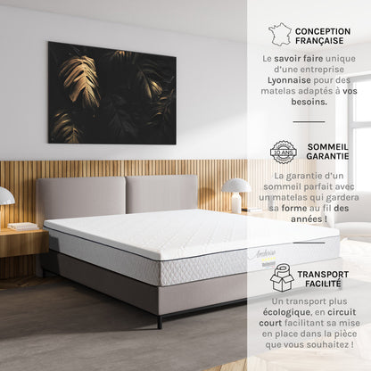 Matelas Amboise - Mousse mémoire de forme - Fabriqué en France - 24 cm d'épaisseur - Accueil moelleux, soutien ferme