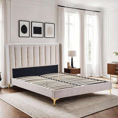 Lit Velours Beige LAVEZZI