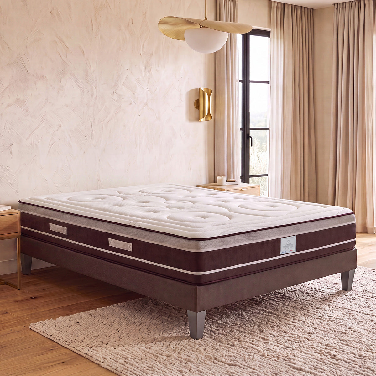 Ensemble DIVIN  Matelas Ressorts ensachés + Sommier Bois
