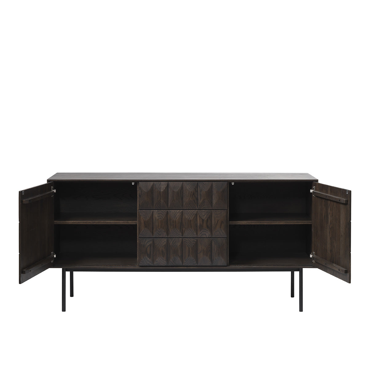 buffet-160-cm-2-portes-3-tiroirs-bois-fonce-posada