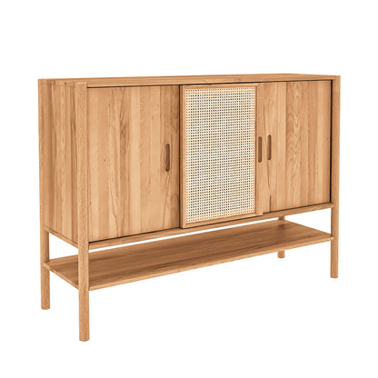 buffet-142-cm-3-portes-bois-massif-hetre-et-rotin-sogno