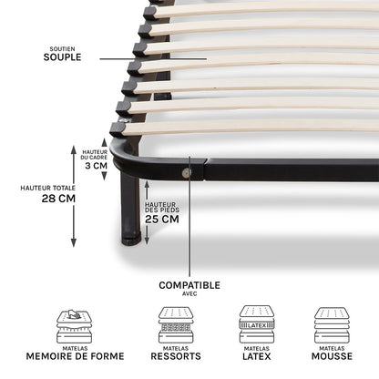 Ensemble Matelas Mémoire de forme EUPRAXIE avec Cadre à lattes