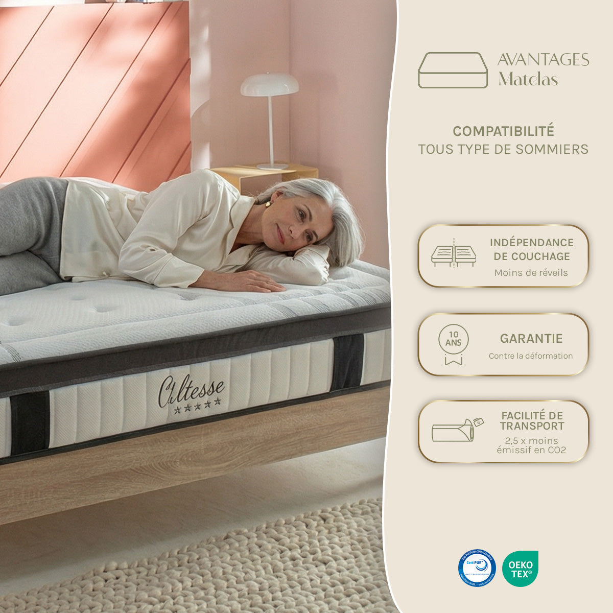Prêt-à-dormir ALTESSE avec Sommier SÉLÉNA et Accessoires