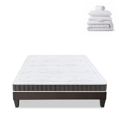 Pack prêt à dormir Intuition - Matelas + Sommier + Couette, oreillers, protège-matelas - 15 cm d'épaisseur