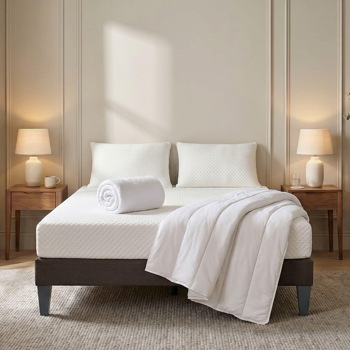 Pack prêt à dormir Absolu - Matelas + Sommier + Couette, oreillers, protège-matelas - 21 cm d'épaisseur
