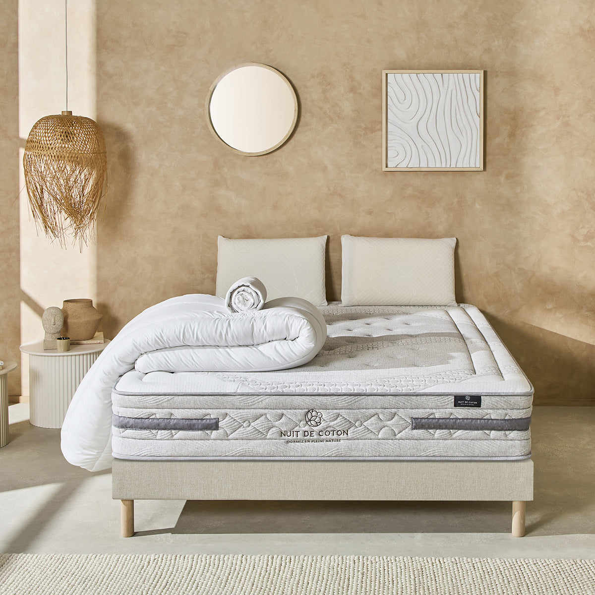 Pack Sérénade - Matelas + Sommier + Accessoires - La chambre équipée en une fois - 26 cm d'épaisseur