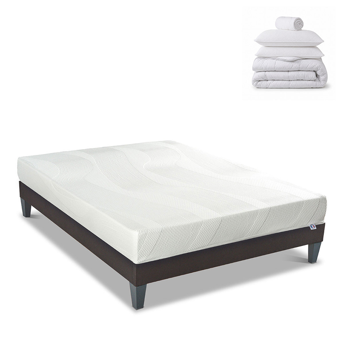Pack Paris - Matelas + Sommier + Accessoires - La chambre équipée en une fois - 24 cm d'épaisseur