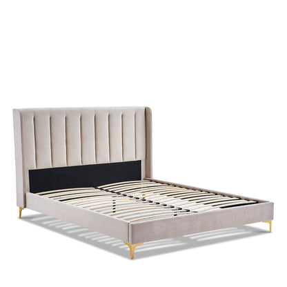 Lit Velours Beige LAVEZZI