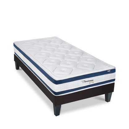 Ensemble Chenonceau - Matelas mémoire de forme 26 cm + Sommier bois - Accueil moelleux, soutien ferme