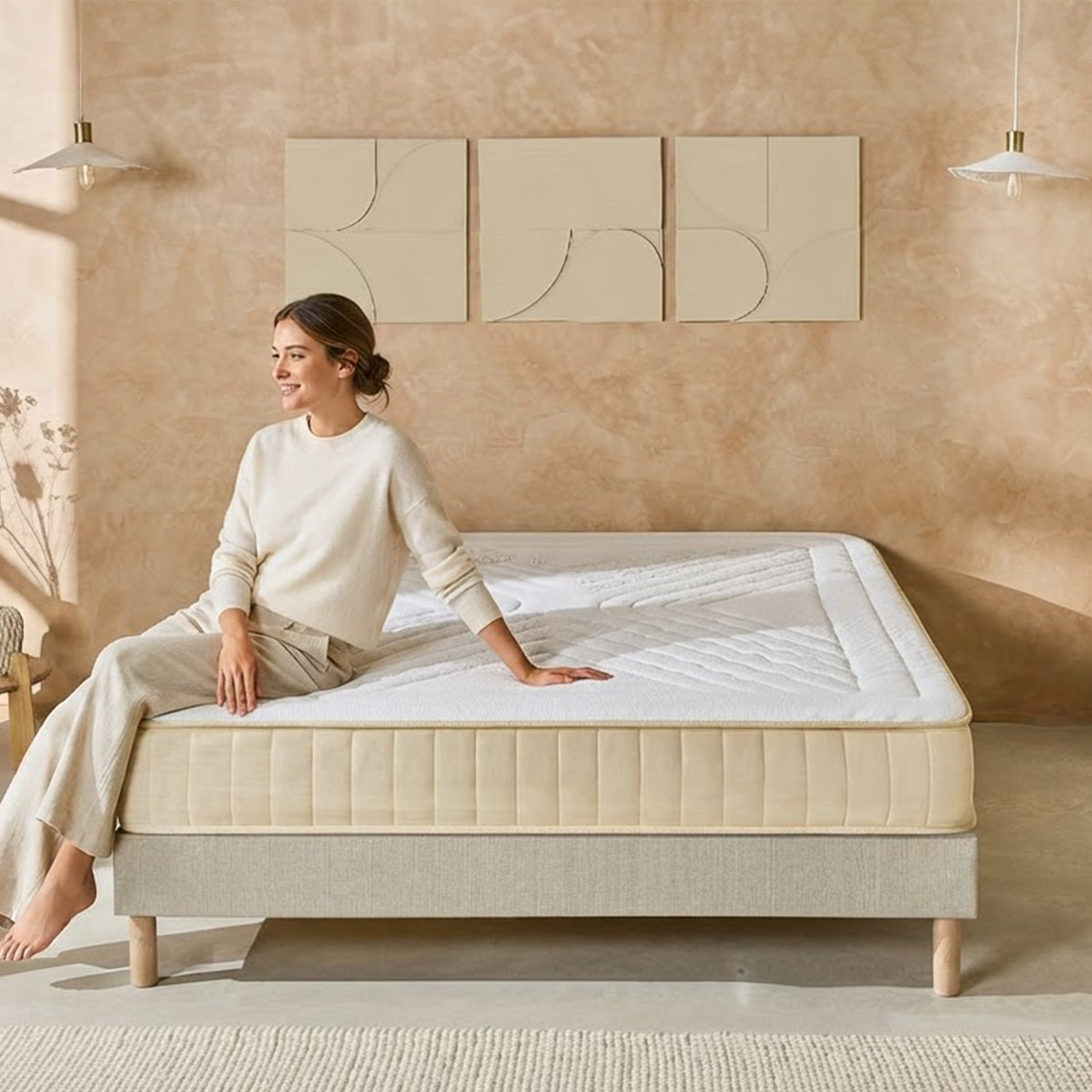 Ensemble Symphonie 2.0 - Matelas mémoire de forme moelleux + Sommier bois - 25 cm d'épaisseur