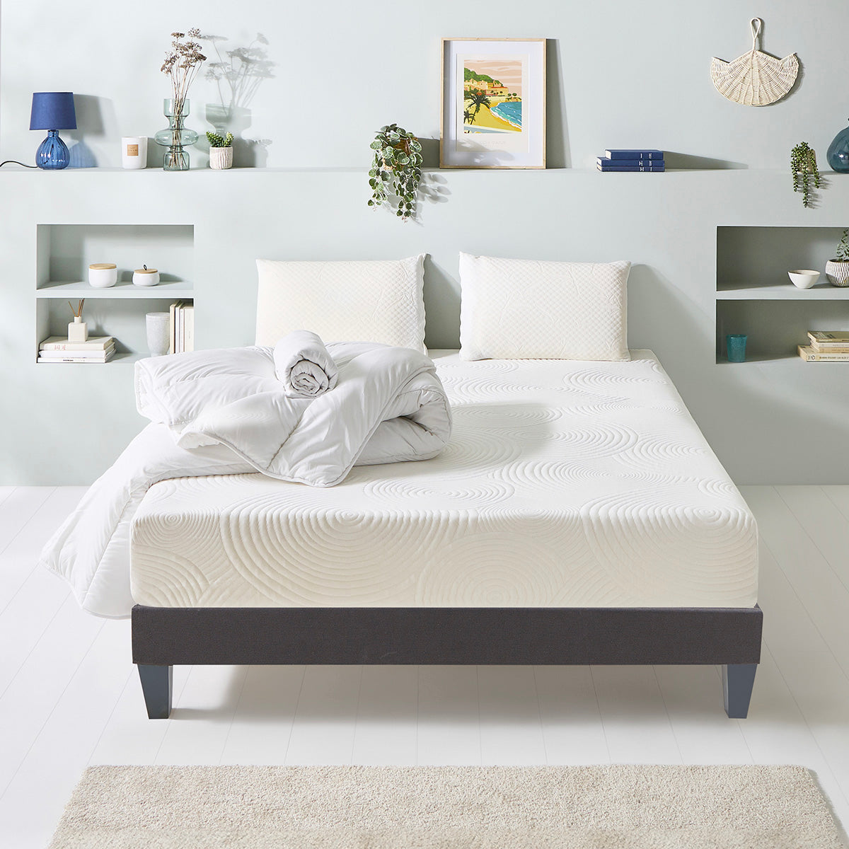 Prêt-à-dormir VOSGES avec Sommier, Couette, Oreillers et Protège-matelas