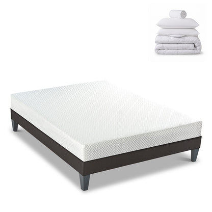 Pack prêt à dormir Absolu - Matelas + Sommier + Couette, oreillers, protège-matelas - 21 cm d'épaisseur
