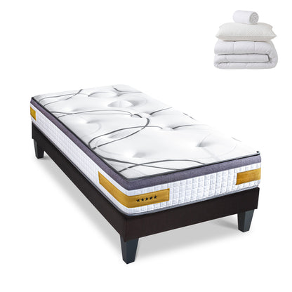 Prêt-à-dormir COPENHAGUE avec Sommier, Couette, Oreillers et Protège-matelas