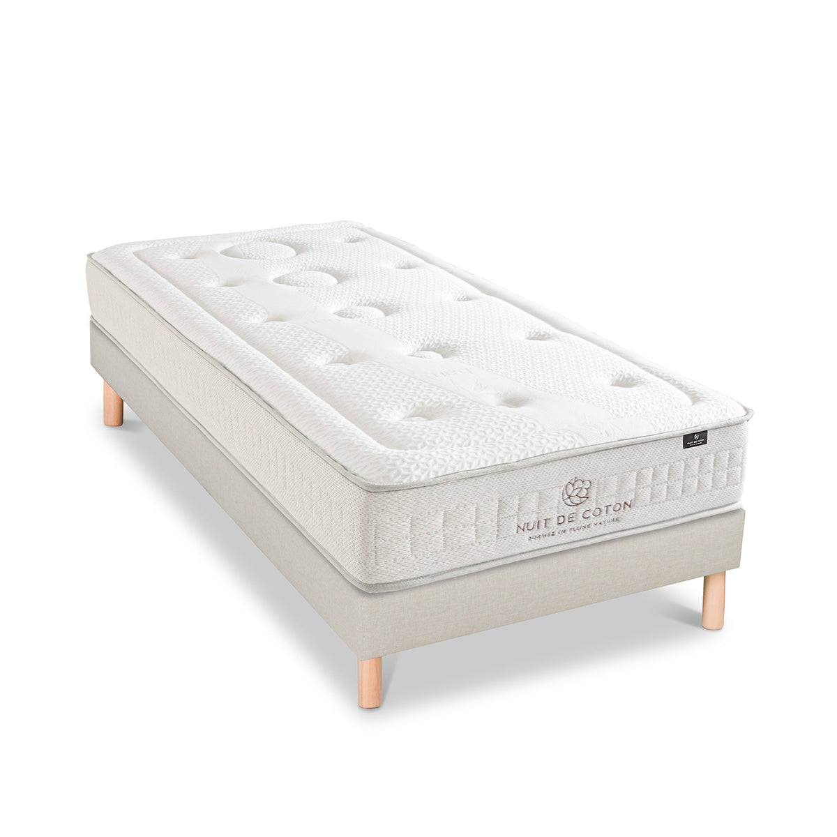 Ensemble Prélude 2.0 - Matelas latex 100 % naturel + Sommier - 25 cm d'épaisseur - Accueil moelleux, soutien mi-ferme