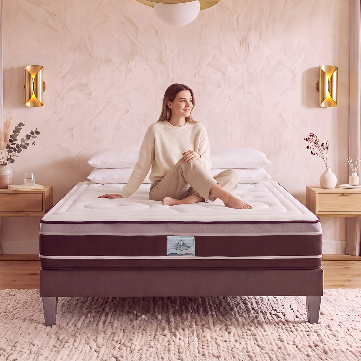 Ensemble DIVIN  Matelas Ressorts ensachés + Sommier Bois