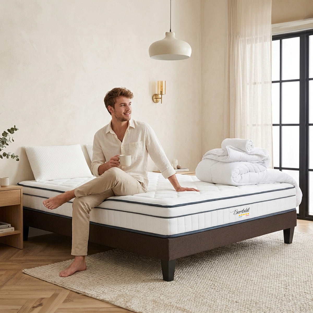 Pack Bartoldi - Matelas + Sommier + Accessoires - La chambre équipée en une fois - 22 cm d'épaisseur