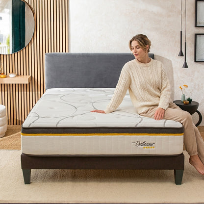 Ensemble Bellecour 3.0 - Matelas hybride ressorts ensachés + Sommier - 30 cm d'épaisseur